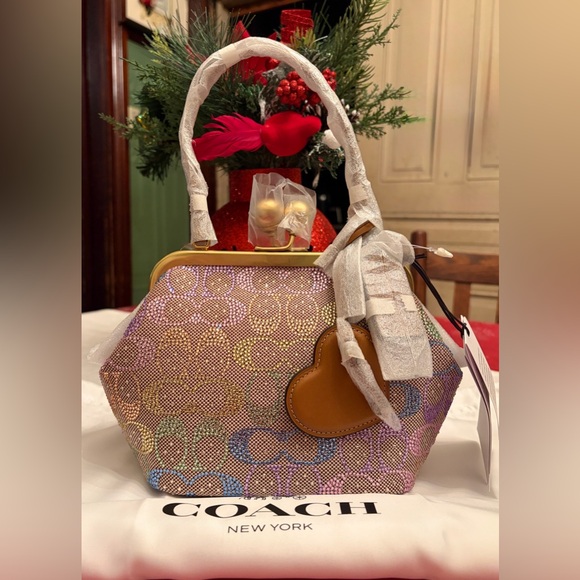 Coach Handbags - Coach Kisslock Frame Bag 16 in Rainbow (Candy) Crystal Signature Jacquard